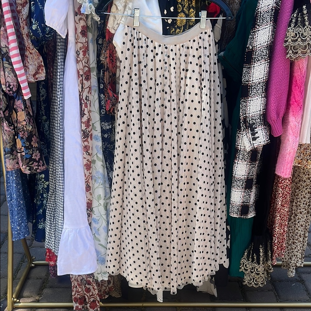 Anthropologie Polka Dot Skirt - Black and Cream